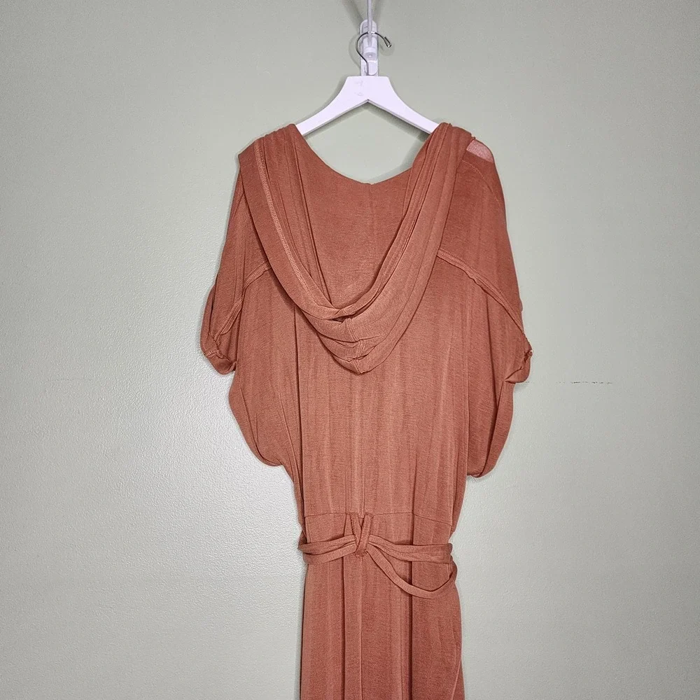Free People Movement Time Test Hooded Modal Jumpsuit‎ Short Sleeve Belt Lounge S